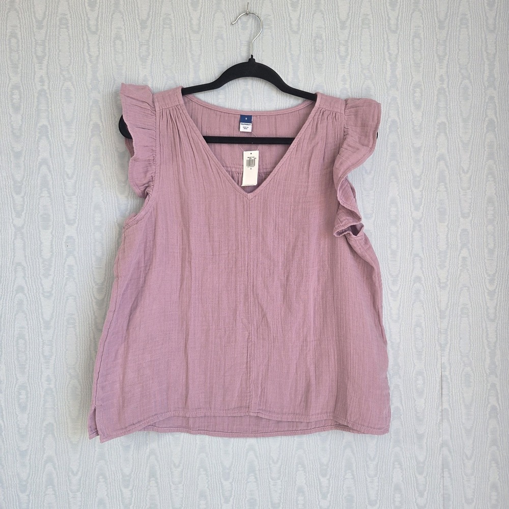 NWT Old Navy Women S Pink‎ Peasant Top Ruffle Sleeve V-Neck Boho Cottage Fairy
